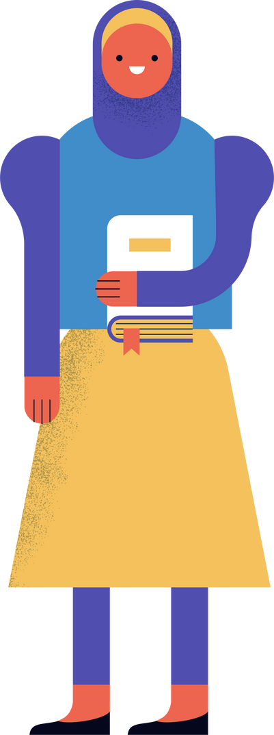 Muslim Woman Geometric Cartoon Character