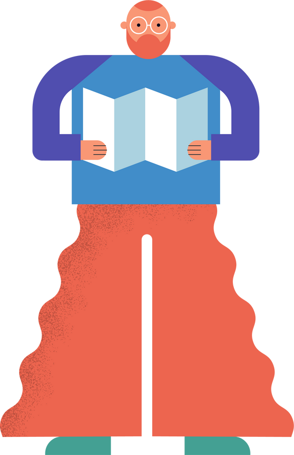 Man with Map Geometric Cartoon Character